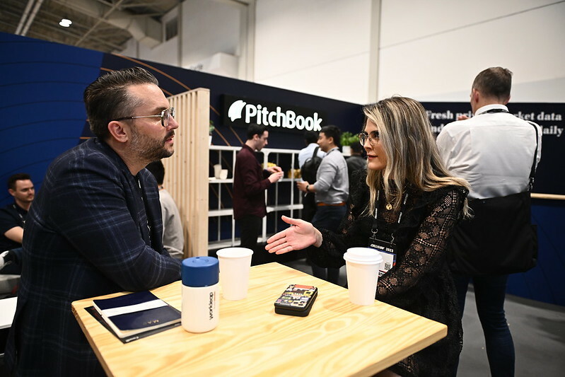 Conference attendees utilizing the amazing PitchBook Investor Lounge