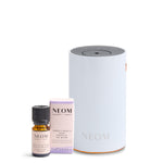 NEOM Wellbeing Electric Pod Mini+ Waterless Diffuser in White with the Perfect Night's Sleep Essential Oil Blend